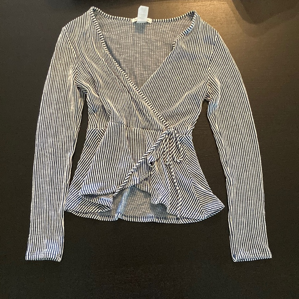 Caution to the Wind blue and white striped top